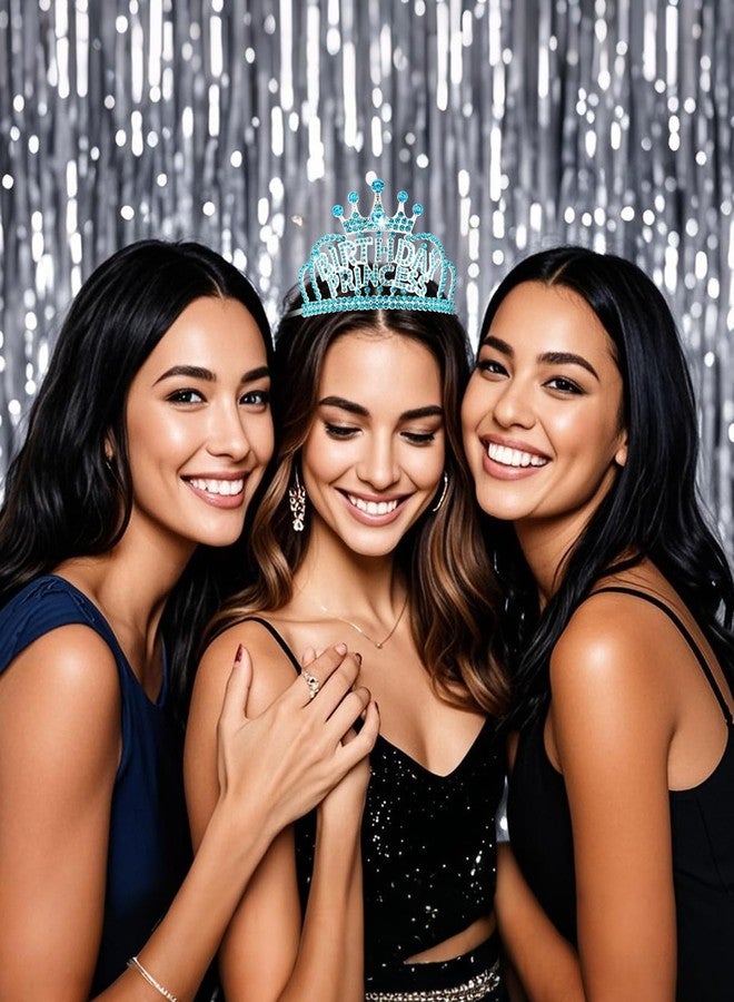 ويكو تاج عيد ميلاد من Wecoe، تاج الأميرة الأزرق المرصع بأحجار الراين مع أمشاط، هدايا حفلات عيد ميلاد سعيد، ديكورات وردية، هدايا لأعياد الميلاد السادس عشر والثامن عشر والحادي والعشرين والخامس والعشرين - Image 4
