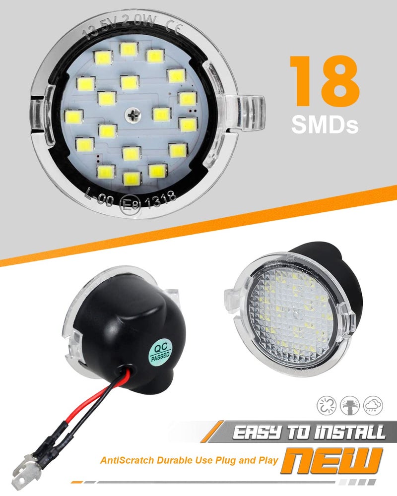 HERCOO 2PCS Side Mirror Puddle Light LED Lamp Lights Assambly Compatible with Ford F150 Ranger Edge Fusion Explorer Expedition Flex Taurus X, 6000K White - Image 3