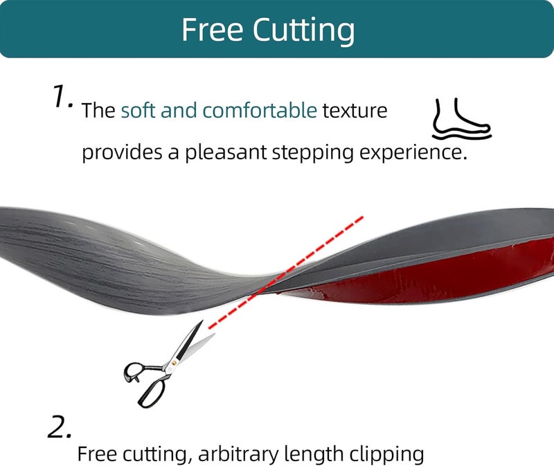 Tintvent Carpet Floor Transition Strip, Self-Adhesive Carpet to Tile Transition Edging Trim Suitable for Door Threshold/Wood Floor, Cover Height Within 5mm – Gray(10Ft) - Image 5