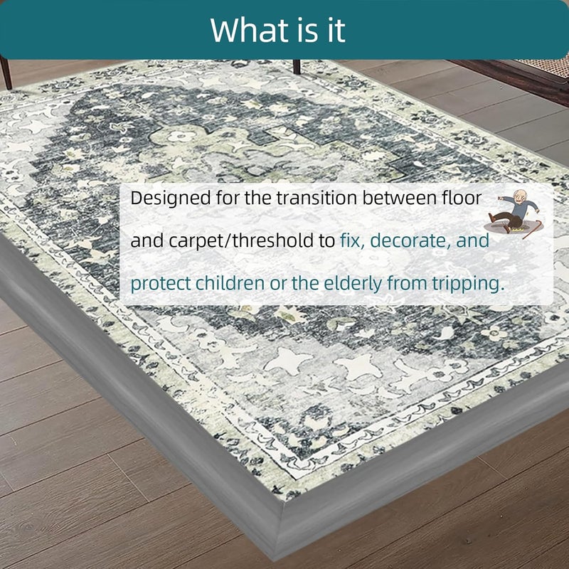 Tintvent Carpet Floor Transition Strip, Self-Adhesive Carpet to Tile Transition Edging Trim Suitable for Door Threshold/Wood Floor, Cover Height Within 5mm – Gray(10Ft) - Image 3