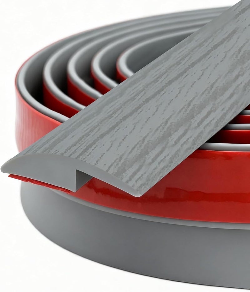 Tintvent Carpet Floor Transition Strip, Self-Adhesive Carpet to Tile Transition Edging Trim Suitable for Door Threshold/Wood Floor, Cover Height Within 5mm – Gray(10Ft) - Image 1
