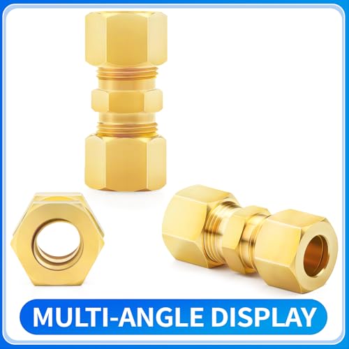 ChillWaves Brass Compression Tube Fitting, 1/4" OD x 1/4" OD Compression Union Connector(10-PACK) - Image 3