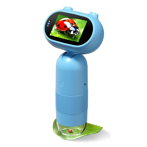 TQU Kids Microscope 1000X Portable Microscope for Kids Slides Digital with 2 Screen Mini Handheld Magnifier Pocket Coin Magnifying Glass with Light HD 16MP Camera and 1080P Video - Image 1