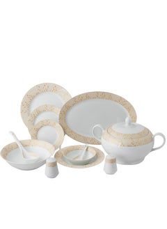 Dania Set of 45 pieces Porcelain Dining White Color With Golden Font Enough For 6 People White  - Image 2