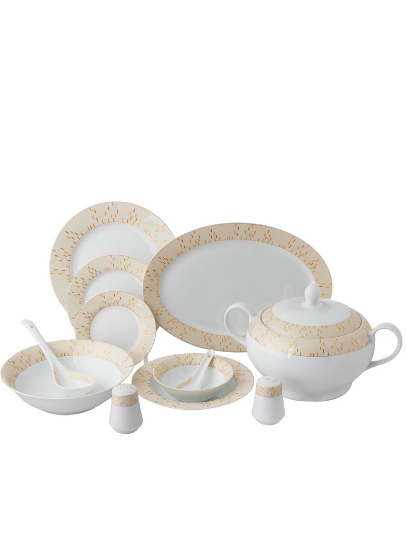 Dania Set of 45 pieces Porcelain Dining White Color With Golden Font Enough For 6 People White  - Image 2