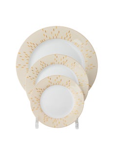 Dania Set of 45 pieces Porcelain Dining White Color With Golden Font Enough For 6 People White  - Image 4