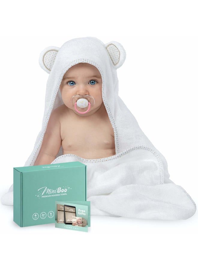 Miniboo Organic Bamboo Hooded Baby Towel - Ultra Soft and Super Absorbent Baby Bath Towels for Newborns, Infants and Toddlers - Suitable as Baby Gifts