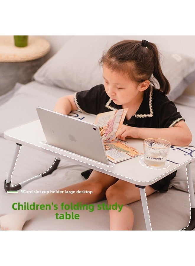Laptop Desk Bed Folding Table Lazy Small Table Bedroom Sitting Student Dormitory Home Study Desk-Color:To Figure -60 Card Slot Cup Holder  - Image 1