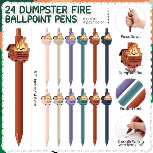 Sayglossy 24 Sets CNA Week Gifts Dumpster Fire Response Team Funny Ballpoint Pens Acrylic Keychains Bookmarks EMS Week Gifts for Volunteer Nurse Teacher Office Employee Team Graduation - Image 3