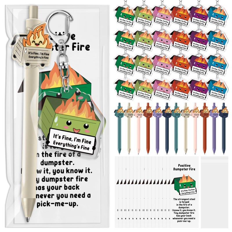 Sayglossy 24 Sets CNA Week Gifts Dumpster Fire Response Team Funny Ballpoint Pens Acrylic Keychains Bookmarks EMS Week Gifts for Volunteer Nurse Teacher Office Employee Team Graduation - Image 2