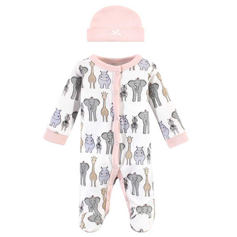 hudson baby Hudson Baby baby girls Preemie Sleep Play Cap and Toddler T Shirt Set Pink Safari Preemie US