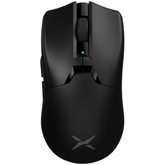 DELUX فأرة الألعاب اللاسلكية DELUX M800ULTRA، وزن خفيف 55غ، PAW3395 بدقة 26000DPI، بطارية طويلة العمر 120 ساعة، MCU نوردية 52840، معدل استقصاء 1000HZ، مفاتيح HUANO بنقاط وردية (أسود) - Image 1
