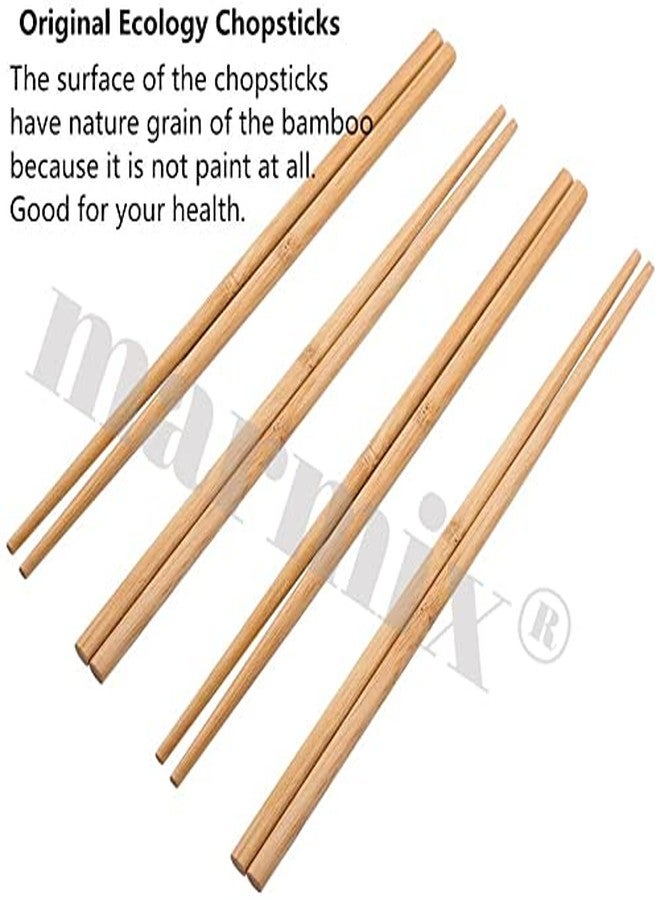 MARMIX Chopsticks Reusable Dishwasher Safe Natural Chinese Health Wooden Bamboo Chopsticks,Long 5 Pairs Wood Chopstick Sets for Restaurant Home Use Premium Material Non Slip for Eating Cooking - Image 2