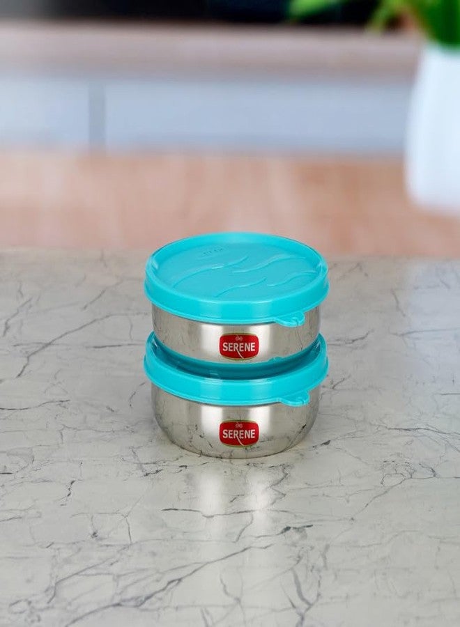 Serene Tiny Dips Condiment Containers| Perfect Portion Cups - Spill Proof Containers with Lids | BPA-Free [1171, 300ML Each Blue, Set of 2] - Image 1