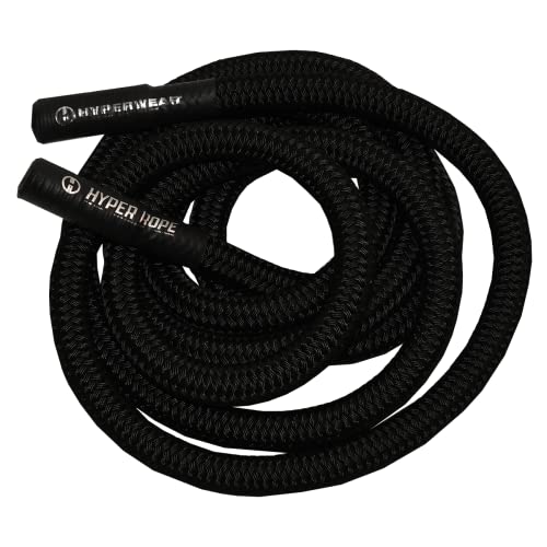 HYPERWEAR Hyper Rope Weighted Short Battle Rope, 15 lbs, 1.5in x 20ft, Anchor Optional, Full-Body Workouts (Black) - Image 1