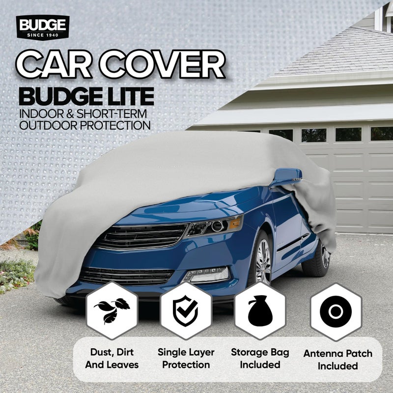 Budge Lite Car Cover, Indoor Protection, Breathable Dustproof Cover, Fits Full-Size Sedans up to 264 Inches, Gray, Size 5 - Image 2