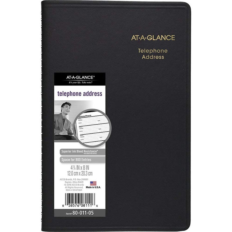 At-A-Glance Large Telephone & Address Book  800+ Entries  4-7/8"" X 8"" Page Size  Black (8001105) - Image 5