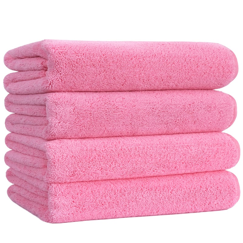 POLYTE Microfiber Quick Dry Lint Free Bath Towel 57 x 30 in Pack of 4 Pink