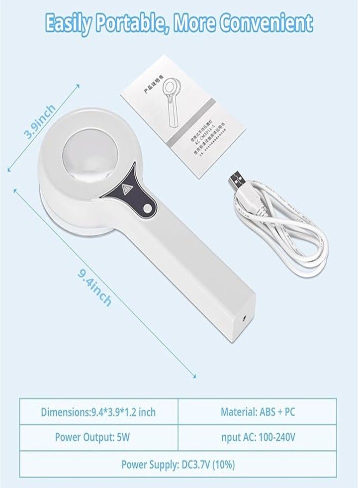 مصباح وودز محمول، محلل بشرة، محلل تكبير الوجه الاحترافي، كاشف بشرة قابل لإعادة الشحن لخبراء التجميل/اختبار الجلد/كاشف بول الحيوانات الأليفة - Image 5