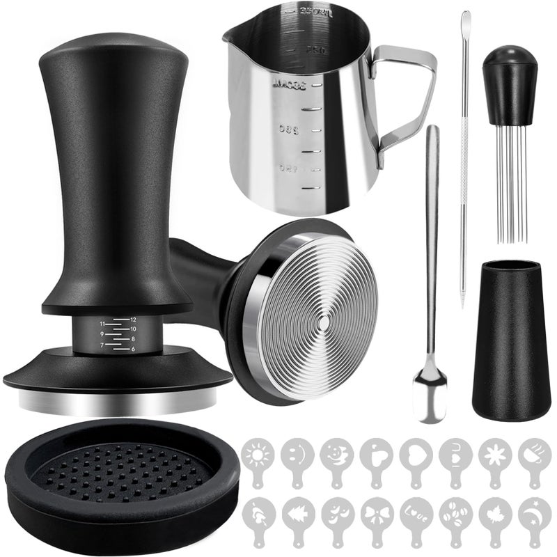 Yeelan 22 PCS Espresso Accessories 51mm Coffee Espresso Tamper Set with Espresso Tamper WDT Tool Coffee Stirrer Frothing Pitcher Latte Art Pen Tamper Mat Coffee Stencils for Espresso Machine - Image 2