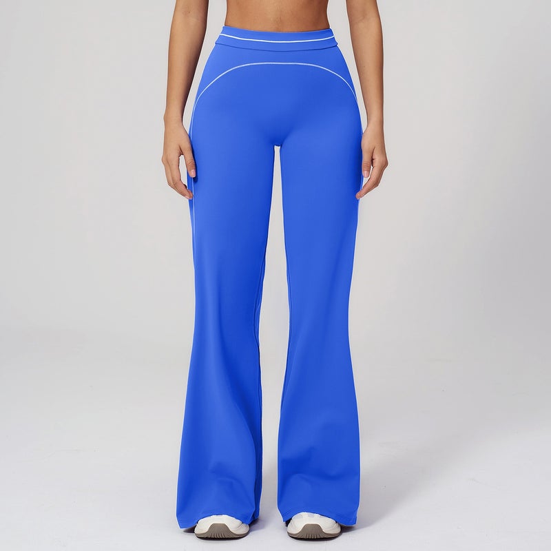 Zechuang Autumn/Winter Brushed Wide Leg Pants, High Waist, Color Block, Loose Fit Casual Long Trousers for Outdoor Sports and Fitness