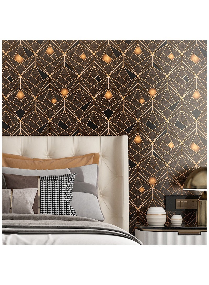 Anna Waterproof Wallpaper Roll - Black & Gold Diamond Pattern, for Bedroom & Living Room, 45 cm x 10 m, Self-Adhesive & Anti fouling and wear-resistant - Image 3