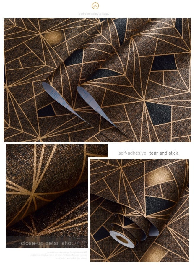 Anna Waterproof Wallpaper Roll - Black & Gold Diamond Pattern, for Bedroom & Living Room, 45 cm x 10 m, Self-Adhesive & Anti fouling and wear-resistant - Image 2