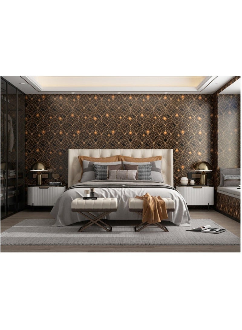 Anna Waterproof Wallpaper Roll - Black & Gold Diamond Pattern, for Bedroom & Living Room, 45 cm x 10 m, Self-Adhesive & Anti fouling and wear-resistant - Image 4