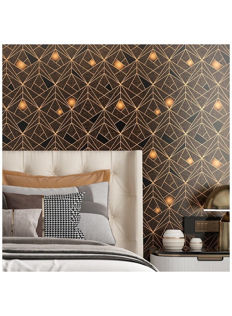 Anna Waterproof Wallpaper Roll - Black & Gold Diamond Pattern, for Bedroom & Living Room, 45 cm x 10 m, Self-Adhesive & Anti fouling and wear-resistant - Image 3