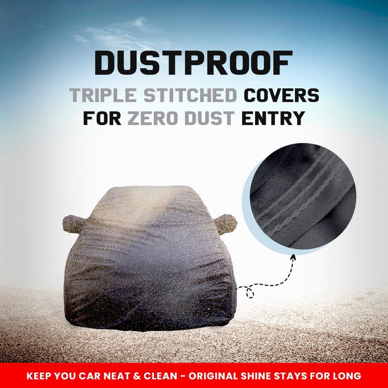 Autofact Waterproof Car Body Cover Compatible with Toyota Yaris (2018 to 2022) with Mirror Pockets, 4 x 4 American Matty, Long Lasting Strong Durable Material, Grey Color - Image 5