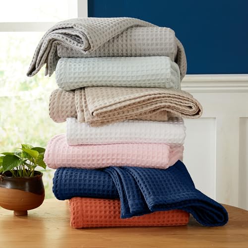 Market & Place 100% Cotton Waffle Weave Bed Blanket | Soft, Breathable, and Lightweight Blanket for All-Season | Perfect for Layering | Brielle Collection (Full/Queen, Burnt Orange) - Image 3