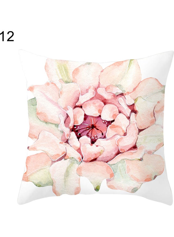 NIBEMINENT Floral Printed Cushion Cover White/Pink