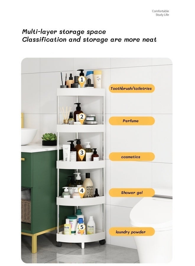 LOKIPA 5-Tier Corner Shower Caddy & Shelf, Space Saving Adjustable Bathroom Organizer with Hollow Design, Tall Plastic Storage Unit for Laundry Room, Narrow Spaces (White) - Image 2