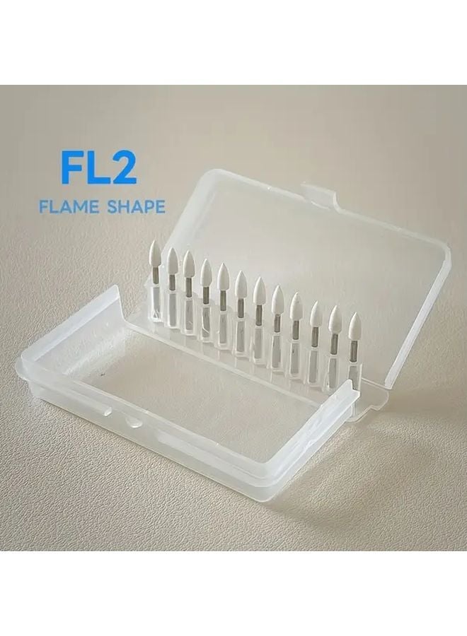 FL2 Model 12pcs White Sandstone Polishing Grinding Heads For Composite Resin And Porcelain - Image 1