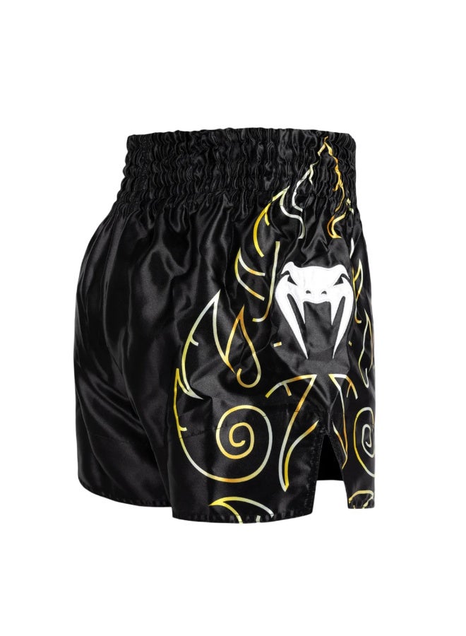 VENUM VTC FLAMES MUAY THAI SHORTS BLACK/GOLD - Image 2