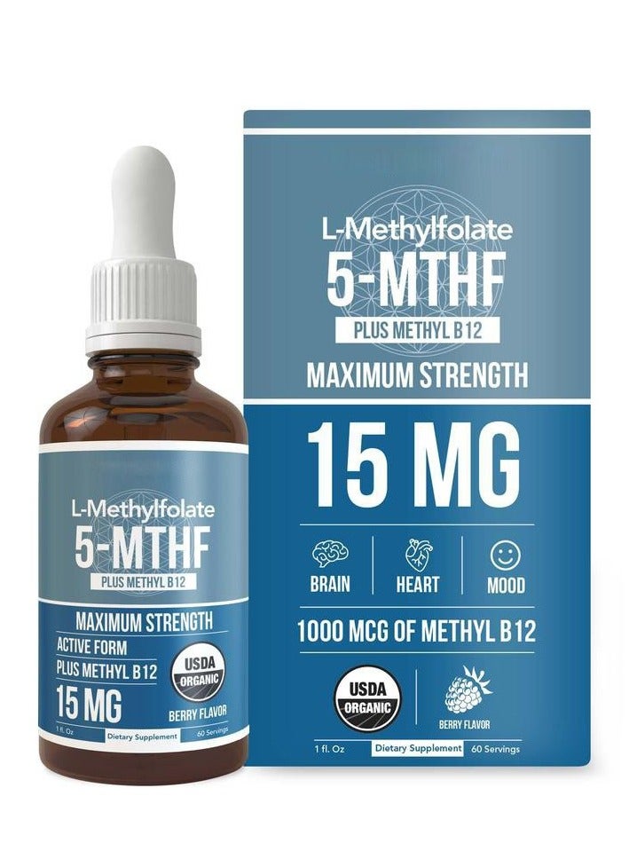MG Vitamin B12 Folic Acid Drops L-Methylfolate (15 mg) Plus Methyl -B12 Co - Image 1