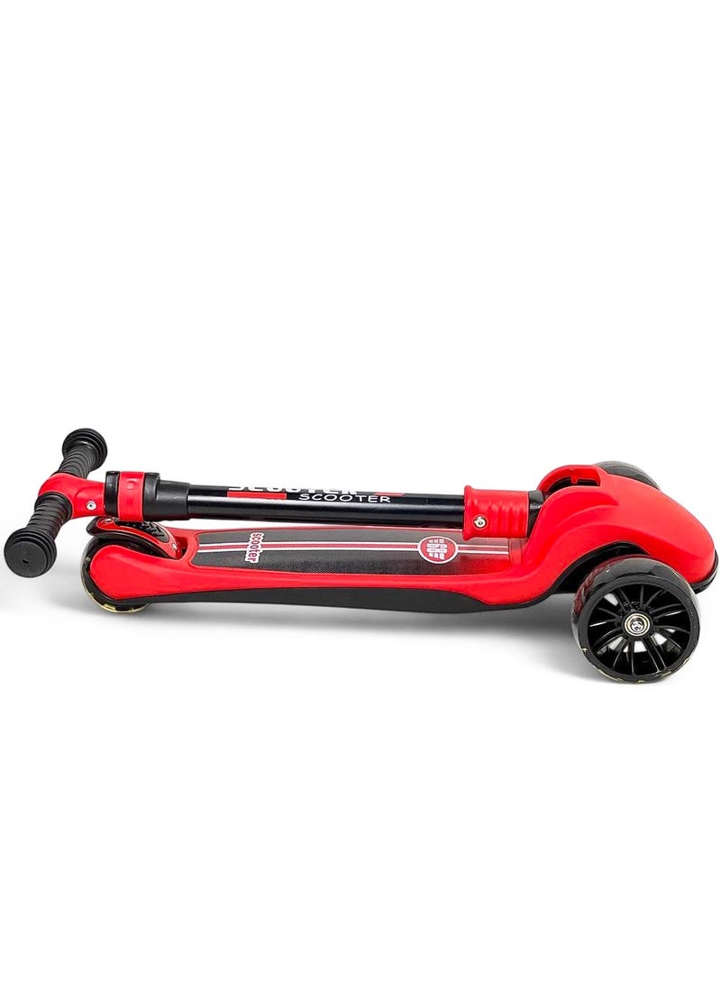 Scooter  - High quality Kid's scooter 3 wheels Big pedal Foldable scooter, height-adjustable PU with LED light wheels, best for gifts for children from 3 to 12,red - Image 1