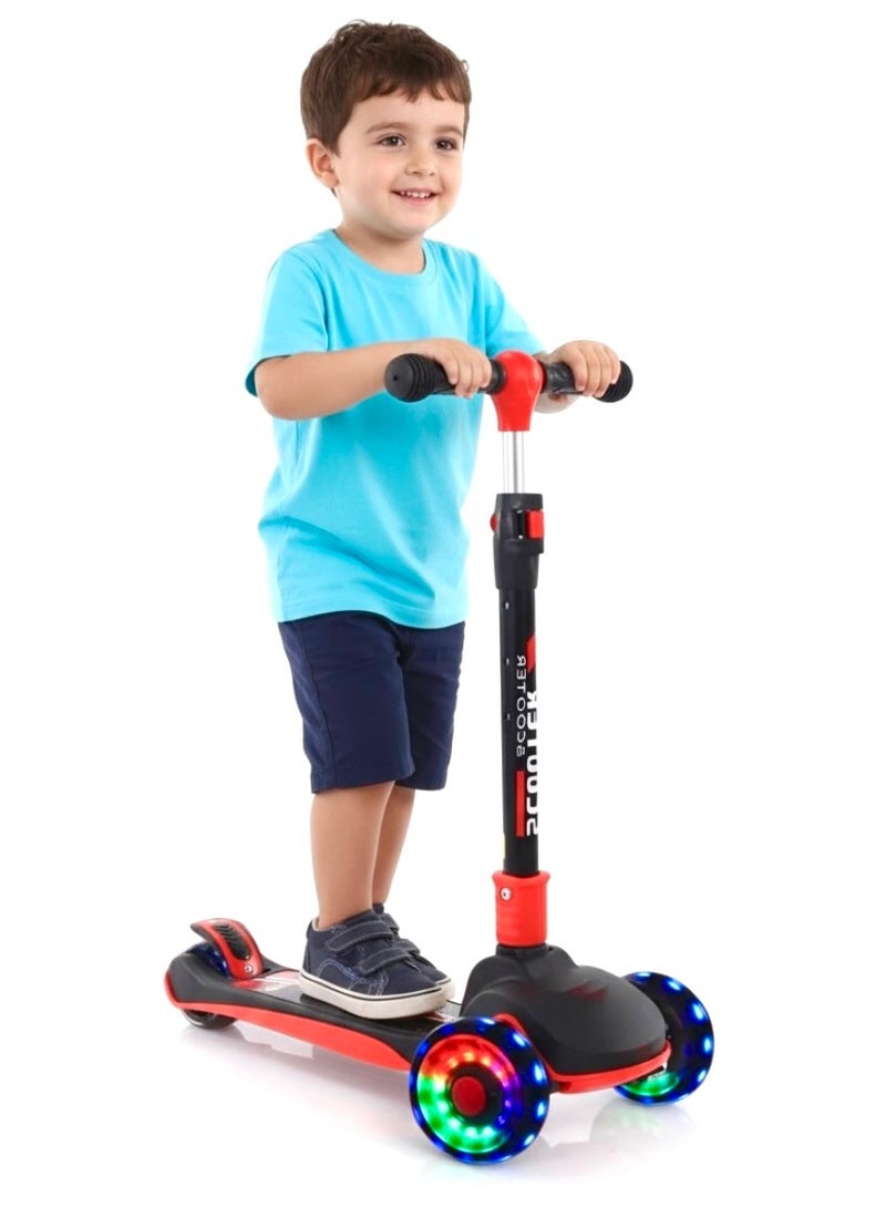 High quality Kid's scooter 3 wheels Big pedal Foldable scooter, height-adjustable PU with LED light wheels, best for gifts for children from 3 to 12,red - Image 1
