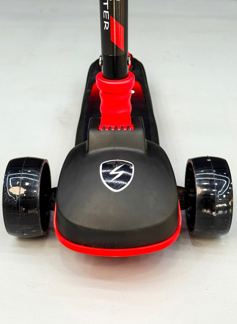 Second Bike High-quality children's scooter with three wheels, large pedals, foldable design, made of polyurethane, adjustable height, LED lights, and music. The perfect gift for ages 3 to 12. Red. - Image 2