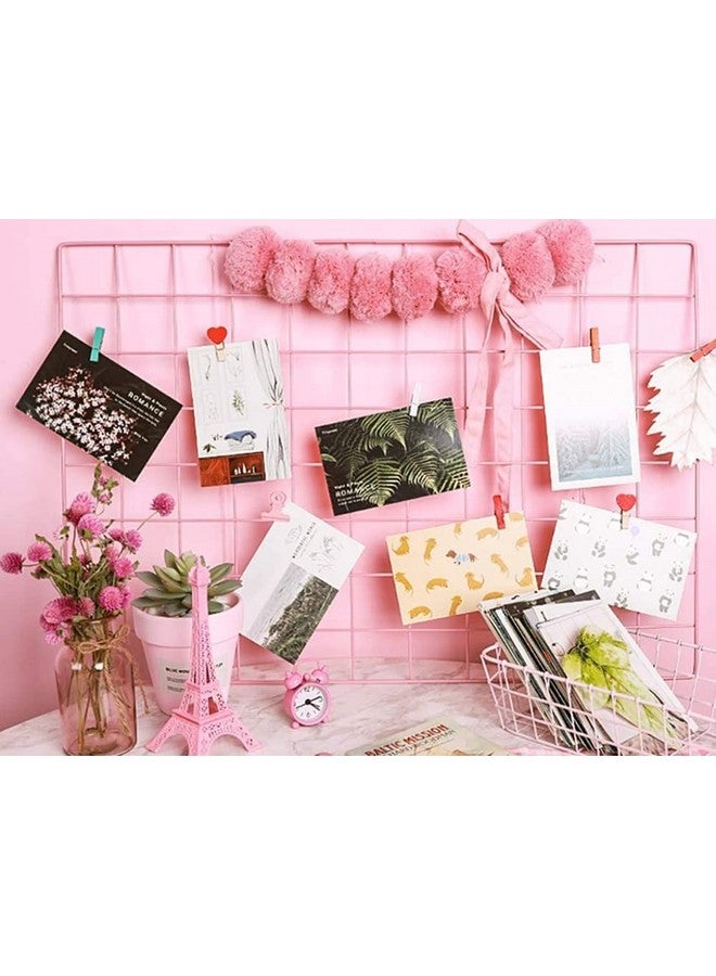 PIKIFY Wall Decoration Grid Clip Holder Photo Frames (85x55 cm- 1x Frame + 1x Basket + 1x Tray) [Made in India] (Pink), Others - Image 2