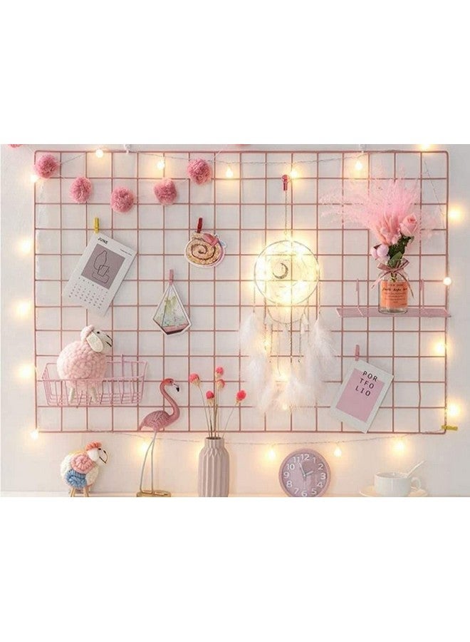PIKIFY Wall Decoration Grid Clip Holder Photo Frames (85x55 cm- 1x Frame + 1x Basket + 1x Tray) [Made in India] (Pink), Others - Image 1