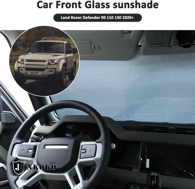 JONKOKO Car Front Windshield Sunshade &Car Full Window Shades for Land Rover Defender 90 110 130 2020-2024, UV Rays Sun Visor Protector,Auto Heat Shield Reflector Cover (for Front Window Defender 90 110 130) - Image 5