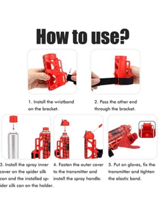 Toys for Boys Girls Spider Web Shooter, Shooting Spiderman Gloves Launcher, Costume Spider Cosplay Toys Set for 3 4 5 6 7 8+ Kids Great Gift, 2 Bottles Of Silk Jars - Image 4