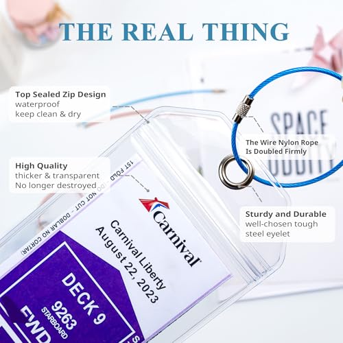 Jollyants Carnival, Princess, NCL & MSC Cruise Ship Essentials - Clear Luggage Tag Holders & Must Haves for Cruise Lovers, Waterproof & Reusable - Image 3