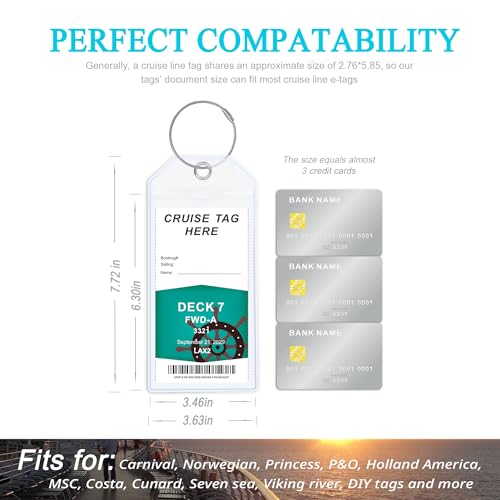 Jollyants Carnival, Princess, NCL & MSC Cruise Ship Essentials - Clear Luggage Tag Holders & Must Haves for Cruise Lovers, Waterproof & Reusable - Image 2