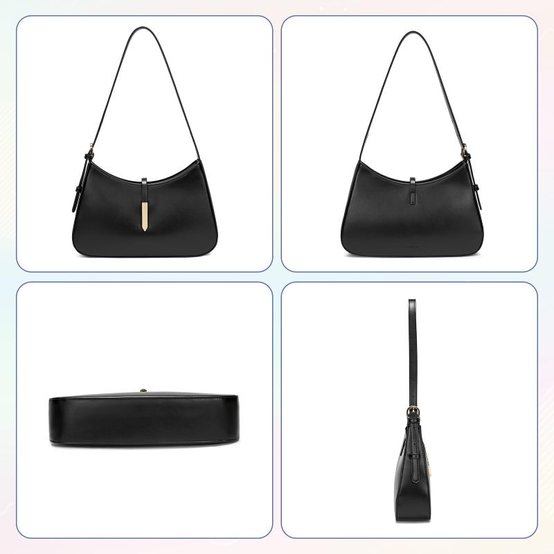 Keyli Trendy Shoulder Bag for Women Vegan Leather Crossbody Purses Handbags Hobo Bags with Adjustable Strap Black - Image 5