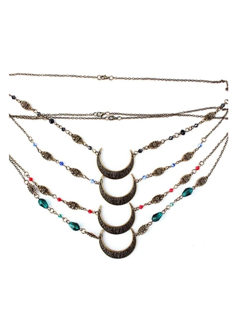 إستيل القمر نمط الإكسسوارات Mujer رئيس سلسلة الخرز الشعر مجوهرات حفل زفاف عقال للنساء تاج Pince Cheveux فام (الكريستال الأسود الفضي) - Image 3