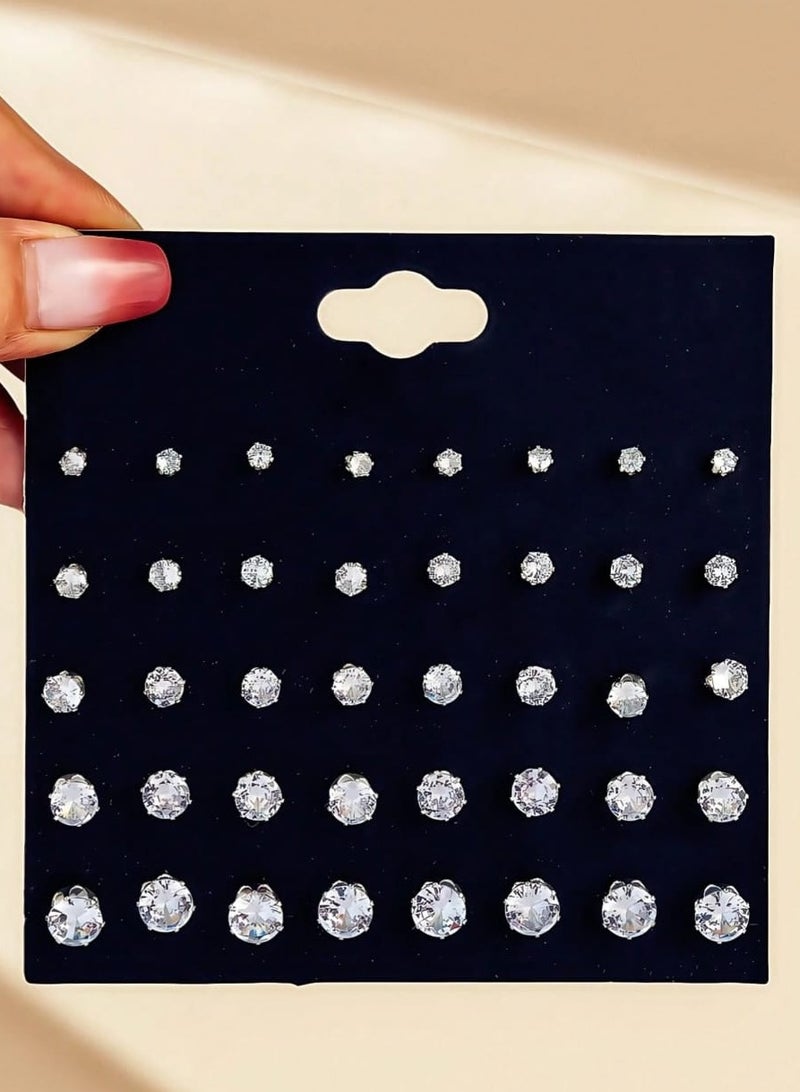 Royal 20 Pairs New Mini Faux Rhinestone Stud Earrings Set - Image 1