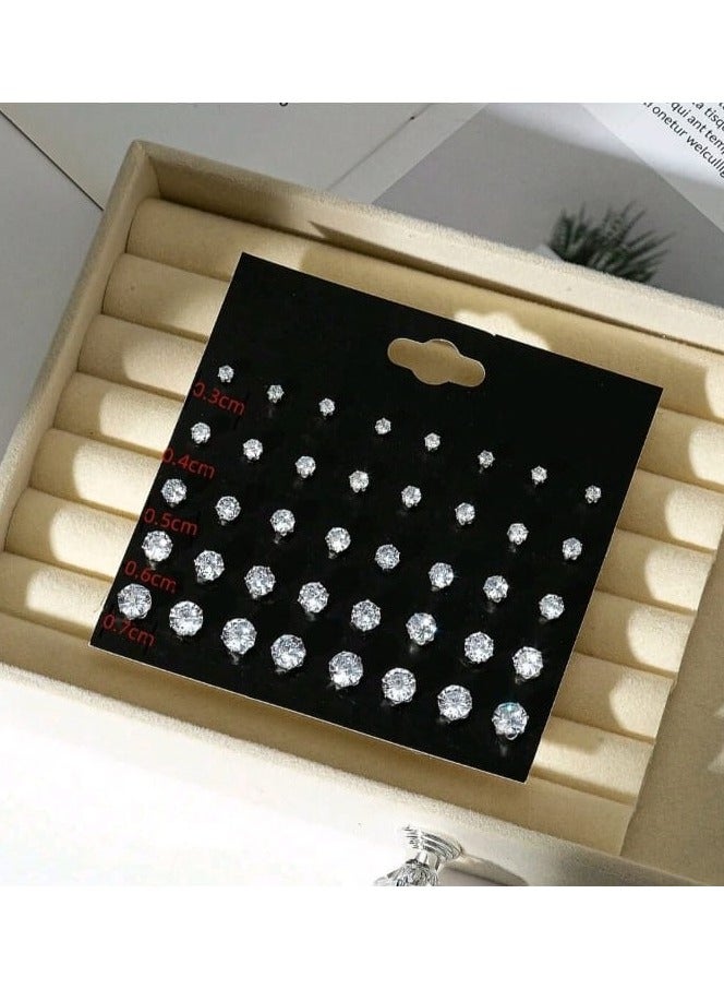 Royal 20 Pairs New Mini Faux Rhinestone Stud Earrings Set - Image 2