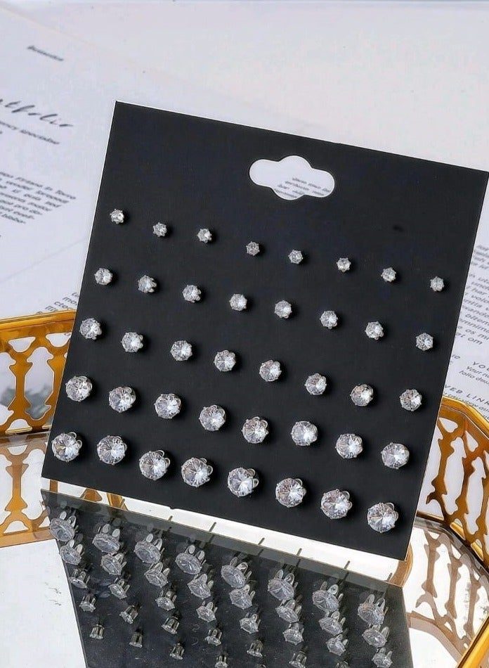 Royal 20 Pairs New Mini Faux Rhinestone Stud Earrings Set - Image 3